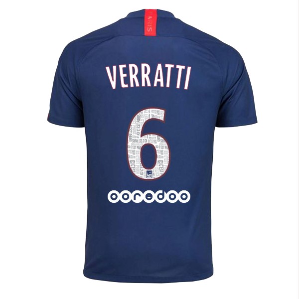 Maillot Football Paris Saint Germain NO.6 Verratti Domicile 2019-20 Bleu